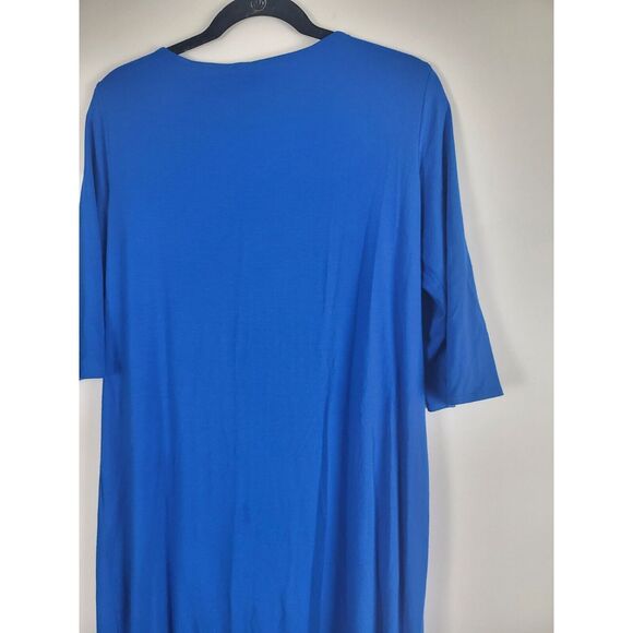 Eileen Fisher T Shirt Dress S/P Womens Blue Pullover Knee Length 3/4 Sleeve - Picture 8 of 9